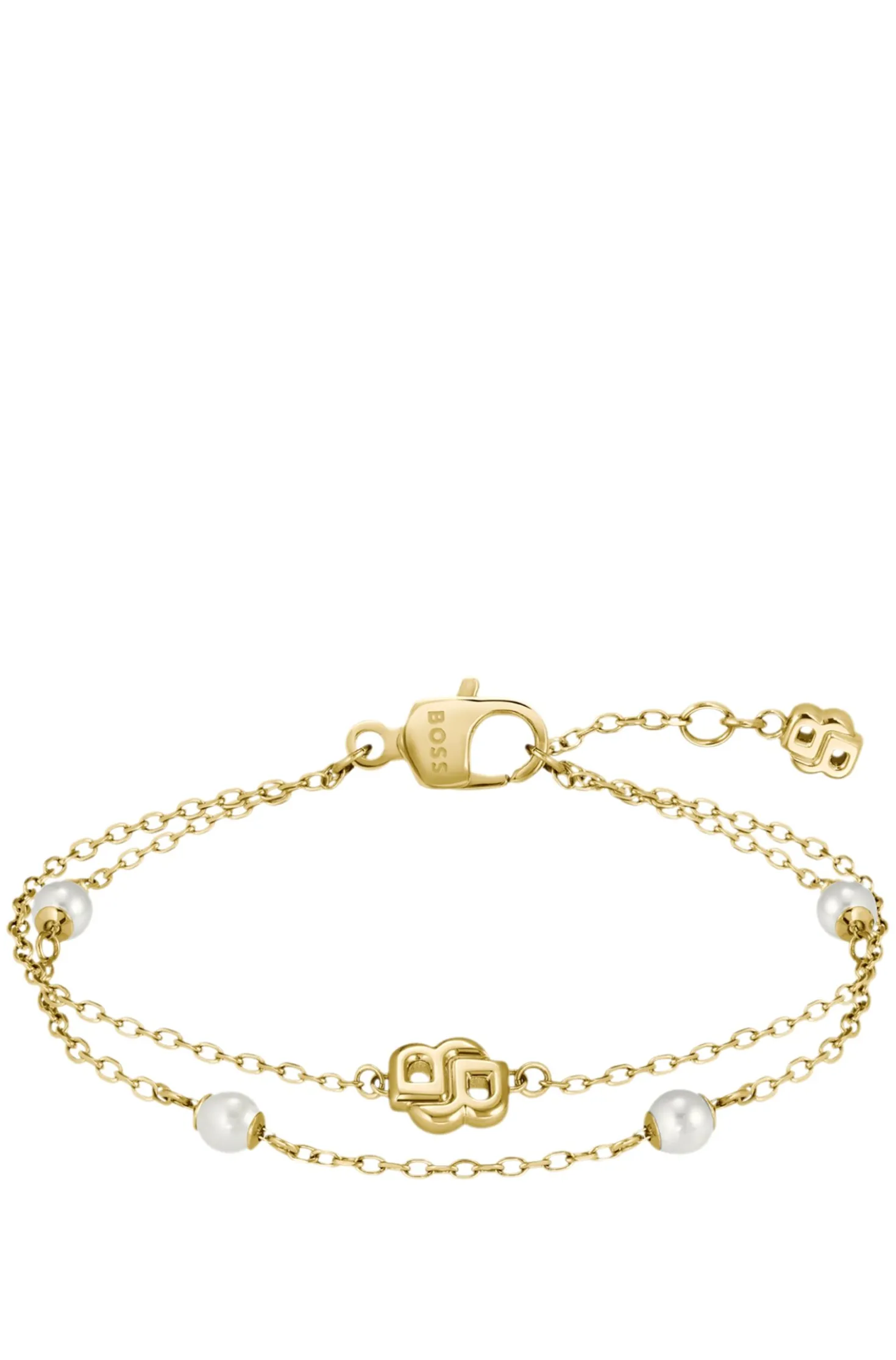 Goldfarbenes mehrreihiges Armband mit Double-B-Monogramm