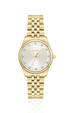 Graceful Precious Uhr aus goldfarbenem Edelstahl mit Kristallbesatz
