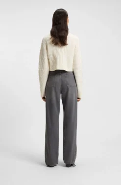 Graue Boyfriend-Fit Jeans aus festem Denim