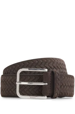 Gürtel aus gewebtem Veloursleder mit Logo-Schließe