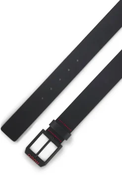 Gürtel aus italienischem Leder mit eckiger Logo-Schließe