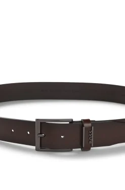 Gürtel aus italienischem Leder mit gebürsteten Metalldetails