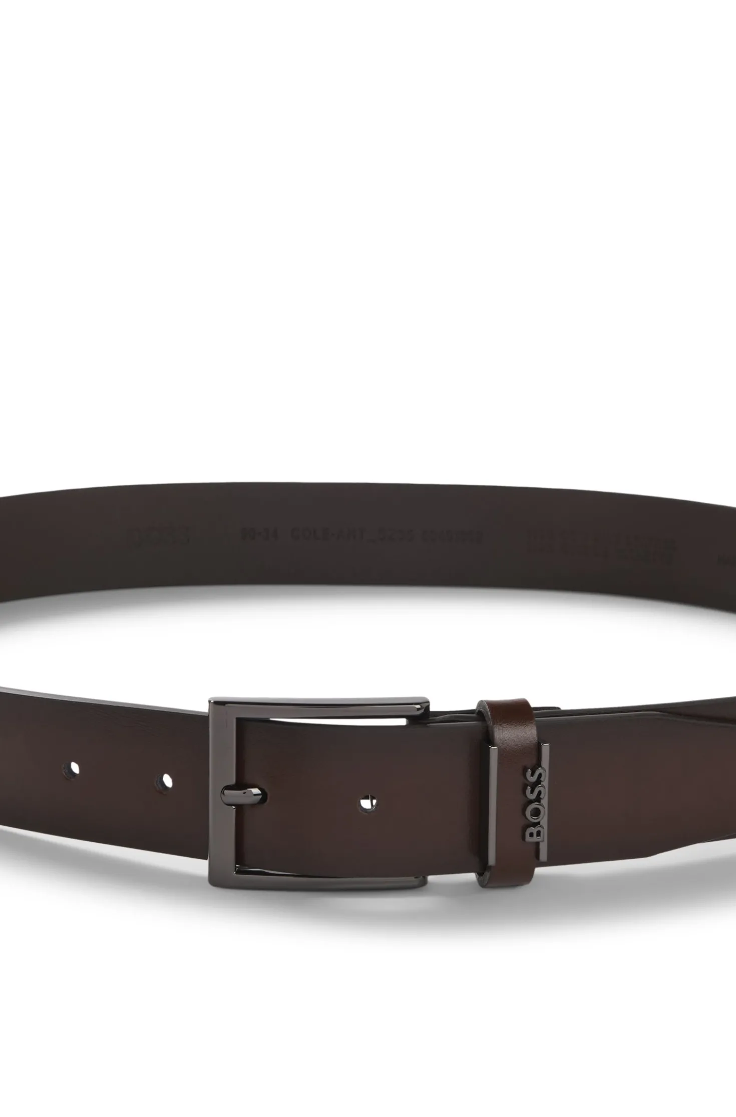 Gürtel aus italienischem Leder mit gebürsteten Metalldetails