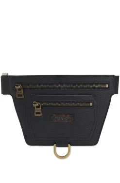 Gürteltasche mit Narbung und Hardware im Antik-Gold-Effekt