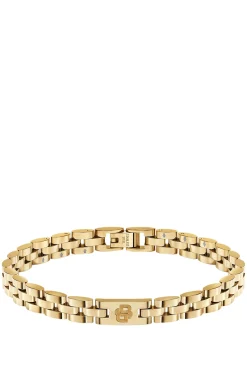 Hellgelbgoldfarbener Armreif mit Logo-Details