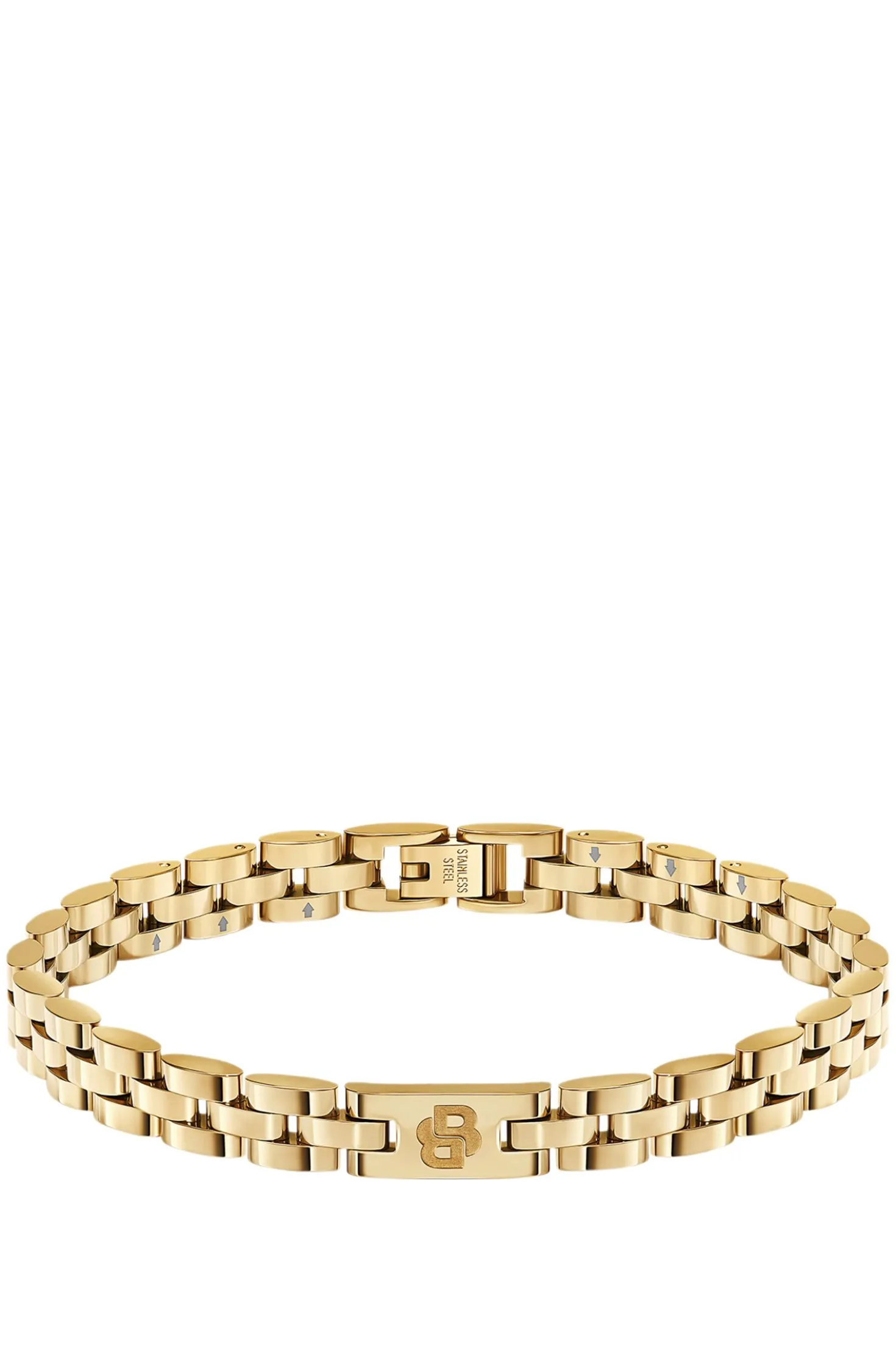 Hellgelbgoldfarbener Armreif mit Logo-Details