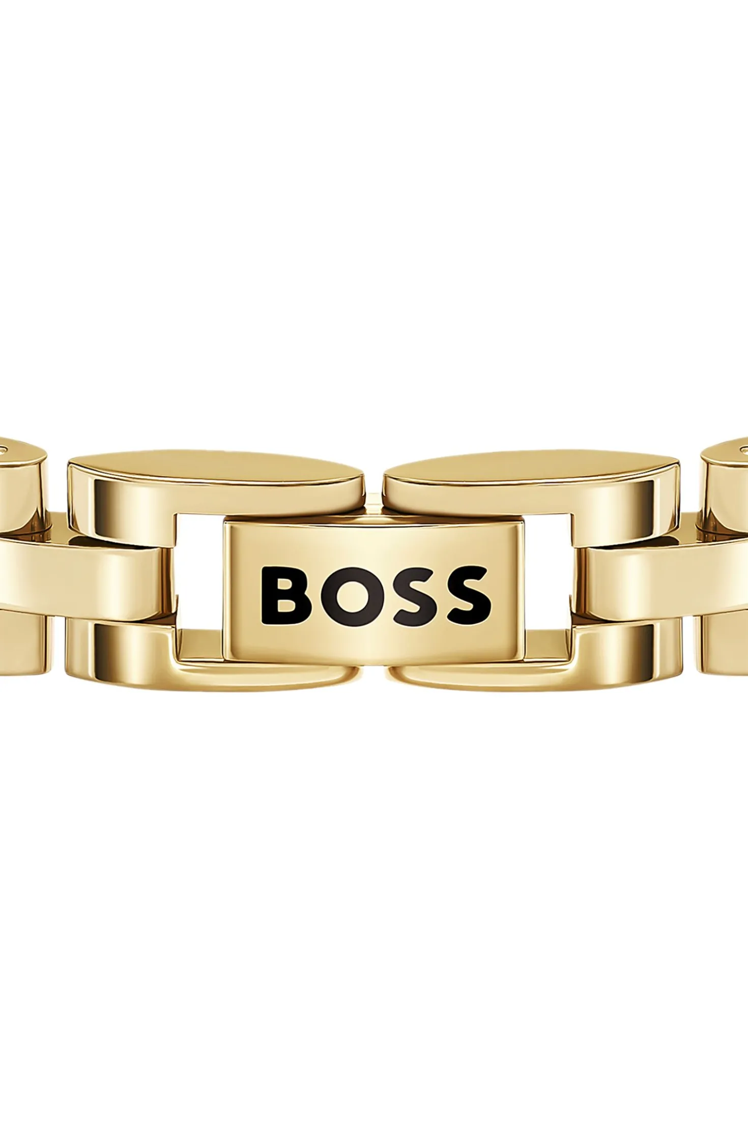 Hellgelbgoldfarbener Armreif mit Logo-Details
