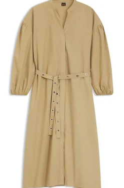 Hemdblusenkleid aus Baumwoll-Popeline mit Ösen-Gürtel