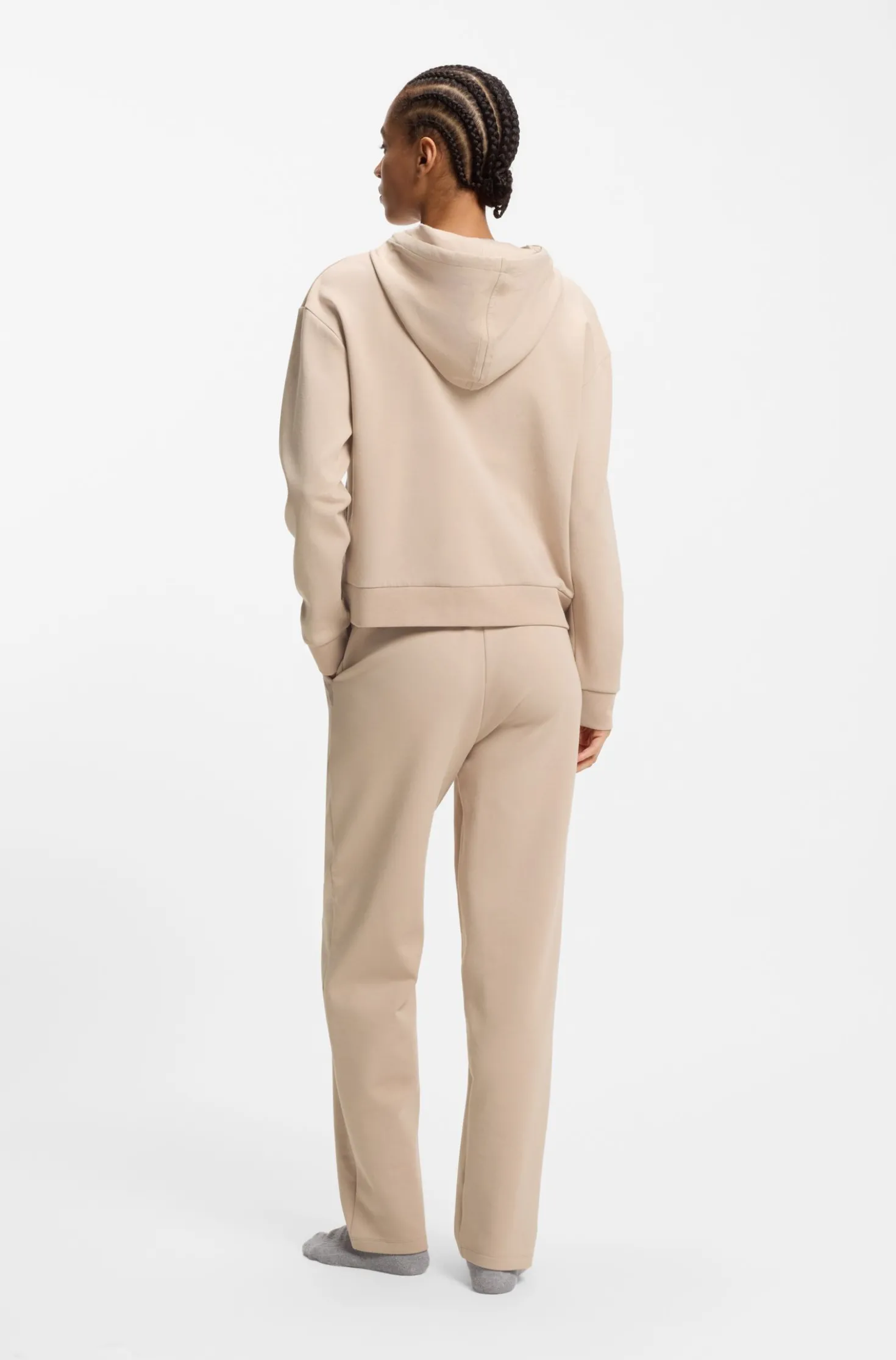 Hoodie aus Baumwoll-Mix mit Reißverschluss und Double-B-Monogramm