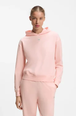 Hoodie aus Stretch-Jersey mit rotem Logo-Label