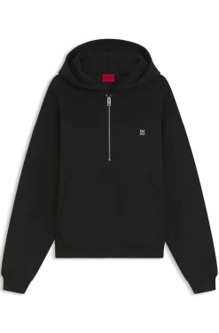 Hoodie aus strukturiertem Baumwoll-Mix mit Reißverschluss am Kragen