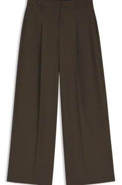 Hose aus Stretch-Gewebe mit weitem Beinverlauf und Bundfalten vorne