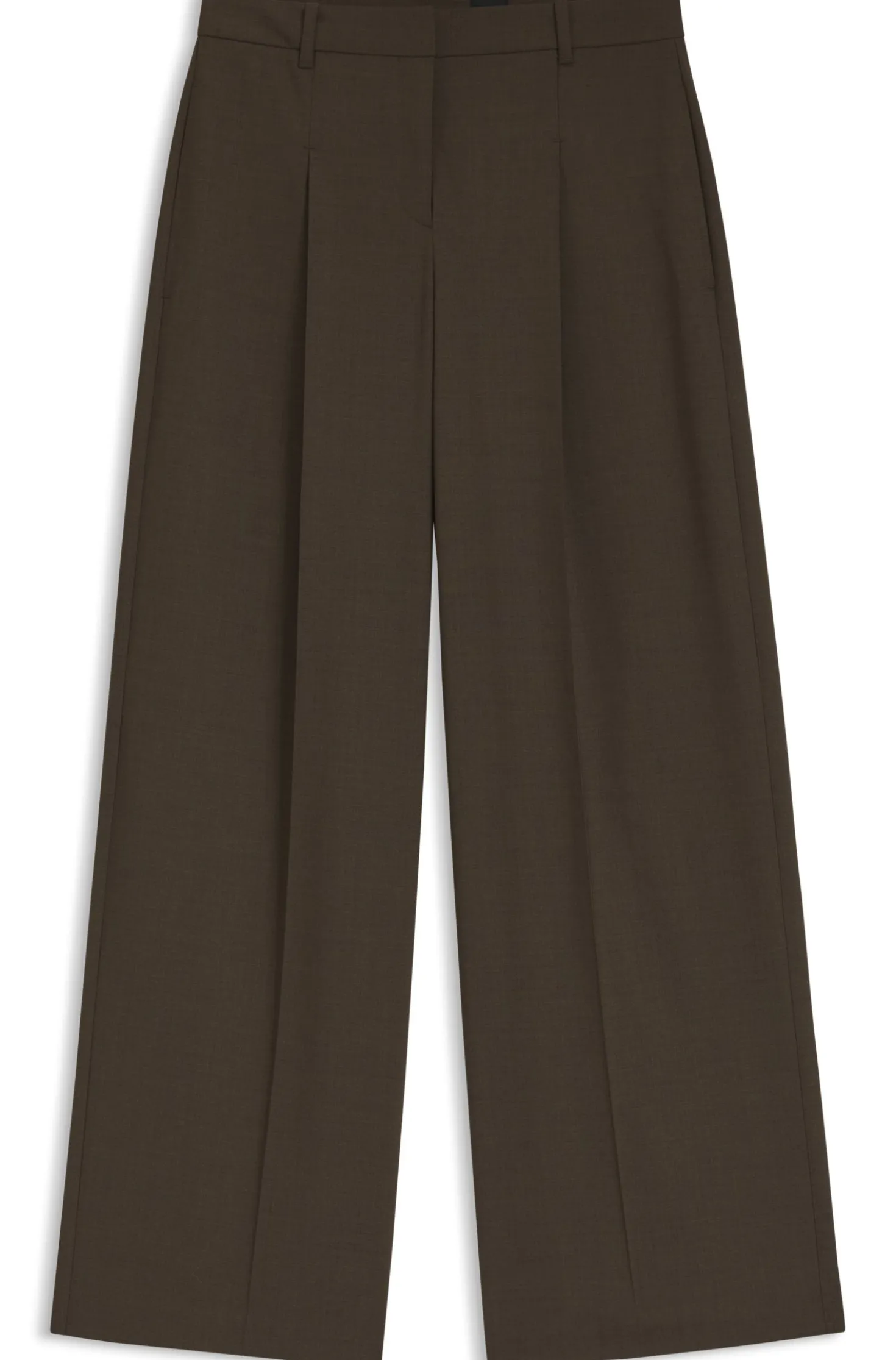 Hose aus Stretch-Gewebe mit weitem Beinverlauf und Bundfalten vorne