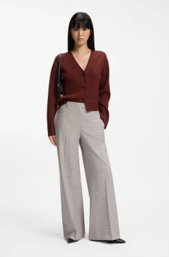 Hose mit weitem Beinverlauf und feinem Karo