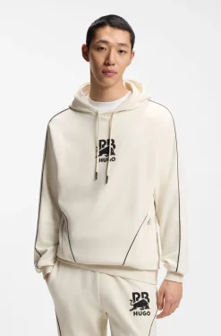 HUGO x RB Hoodie aus Stretch-Baumwolle mit Stier-Motiv