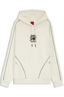 HUGO x RB Hoodie aus Stretch-Baumwolle mit Stier-Motiv