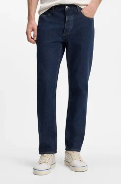 Indigoblaue Regular-Fit Jeans aus Baumwolle