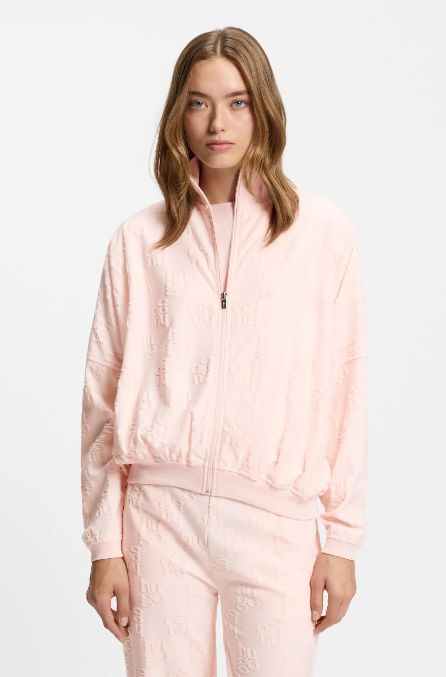 Jacke aus Baumwoll-Mix mit Allover-Logo-Muster