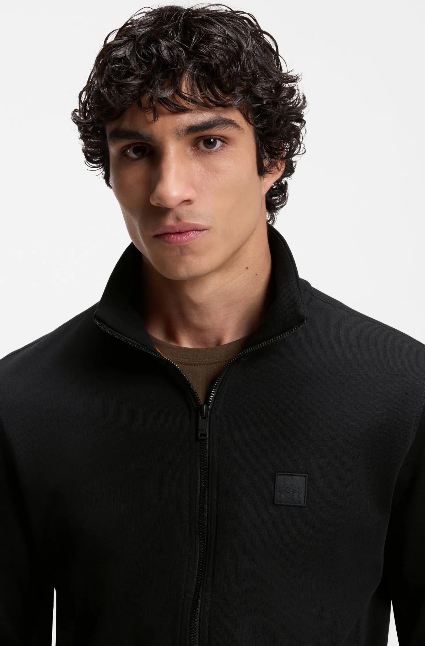 Jacke aus Baumwoll-Terry mit Logo-Patch