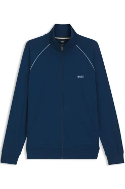 Jacke aus Stretch-Baumwolle mit Reißverschluss und Kontrast-Paspeln