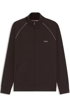 Jacke aus Stretch-Baumwolle mit Reißverschluss und Kontrast-Paspeln