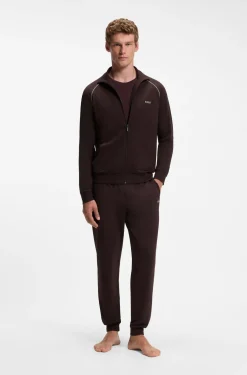 Jacke aus Stretch-Baumwolle mit Reißverschluss und Kontrast-Paspeln