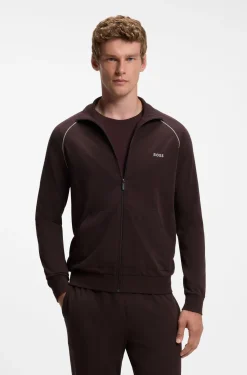 Jacke aus Stretch-Baumwolle mit Reißverschluss und Kontrast-Paspeln
