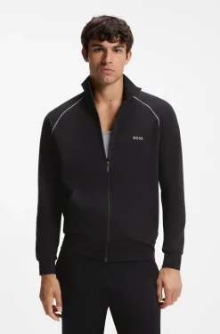 Jacke aus Stretch-Baumwolle mit Reißverschluss und Logo-Stickerei