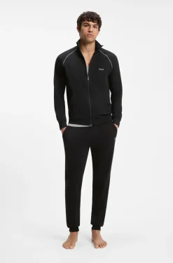 Jacke aus Stretch-Baumwolle mit Reißverschluss und Logo-Stickerei