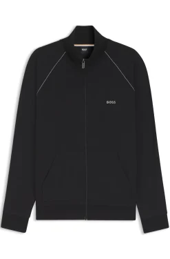 Jacke aus Stretch-Baumwolle mit Reißverschluss und Logo-Stickerei