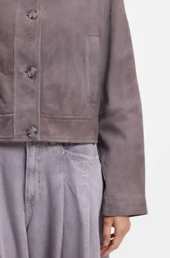 Jacke aus Veloursleder im Trucker-Stil