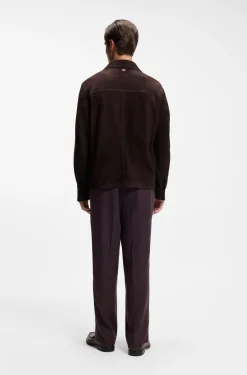 Jacke aus Veloursleder mit Druckknopfverschluss