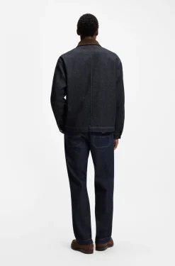 Jacke mit Kontrastkragen aus indigoblauem Denim