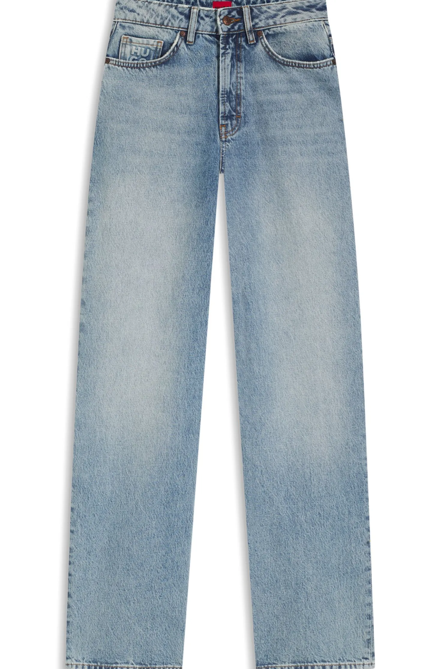 Jeans aus blauem Baumwoll-Denim mit weitem Beinverlauf