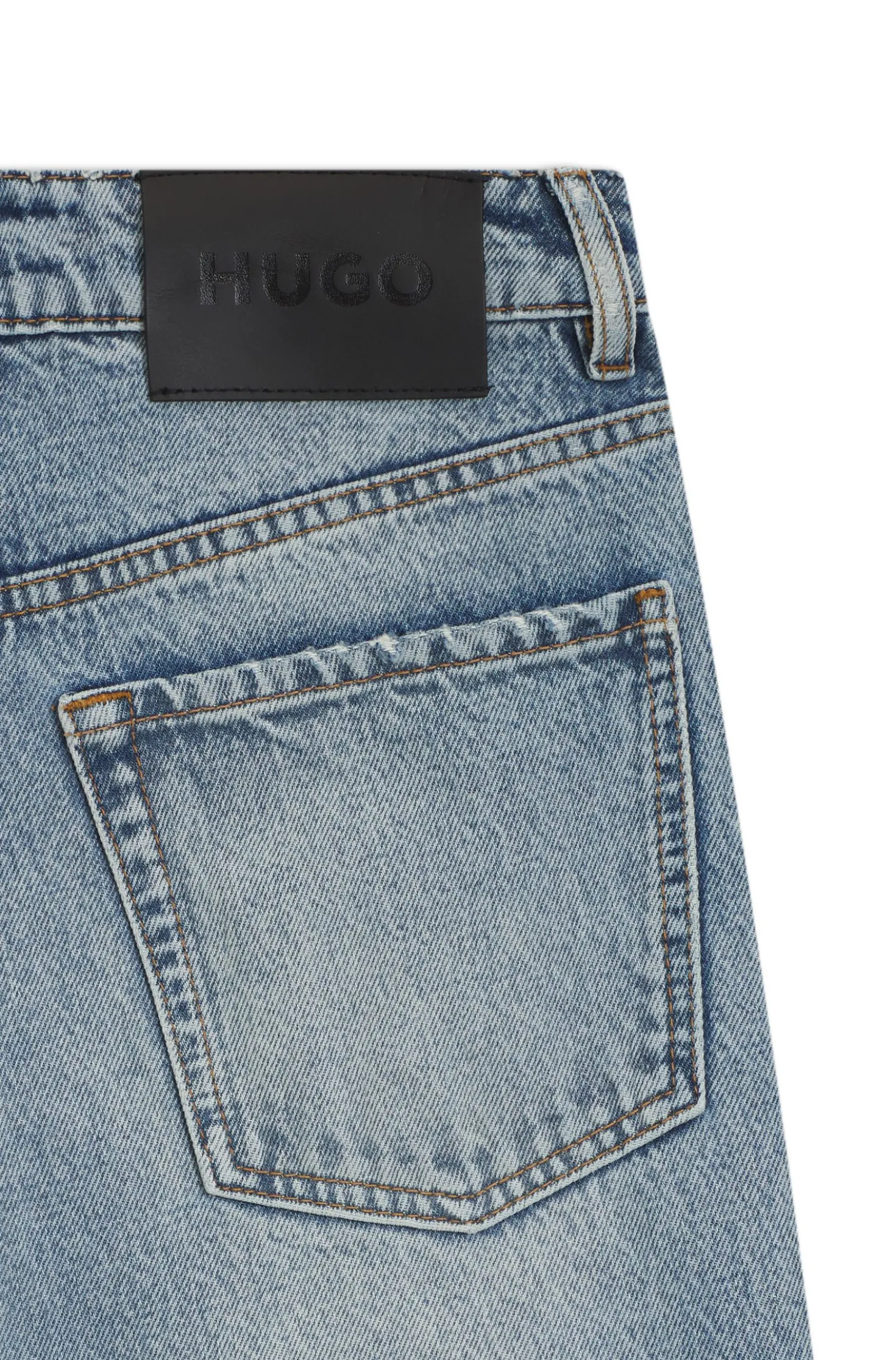 Jeans aus blauem Baumwoll-Denim mit weitem Beinverlauf