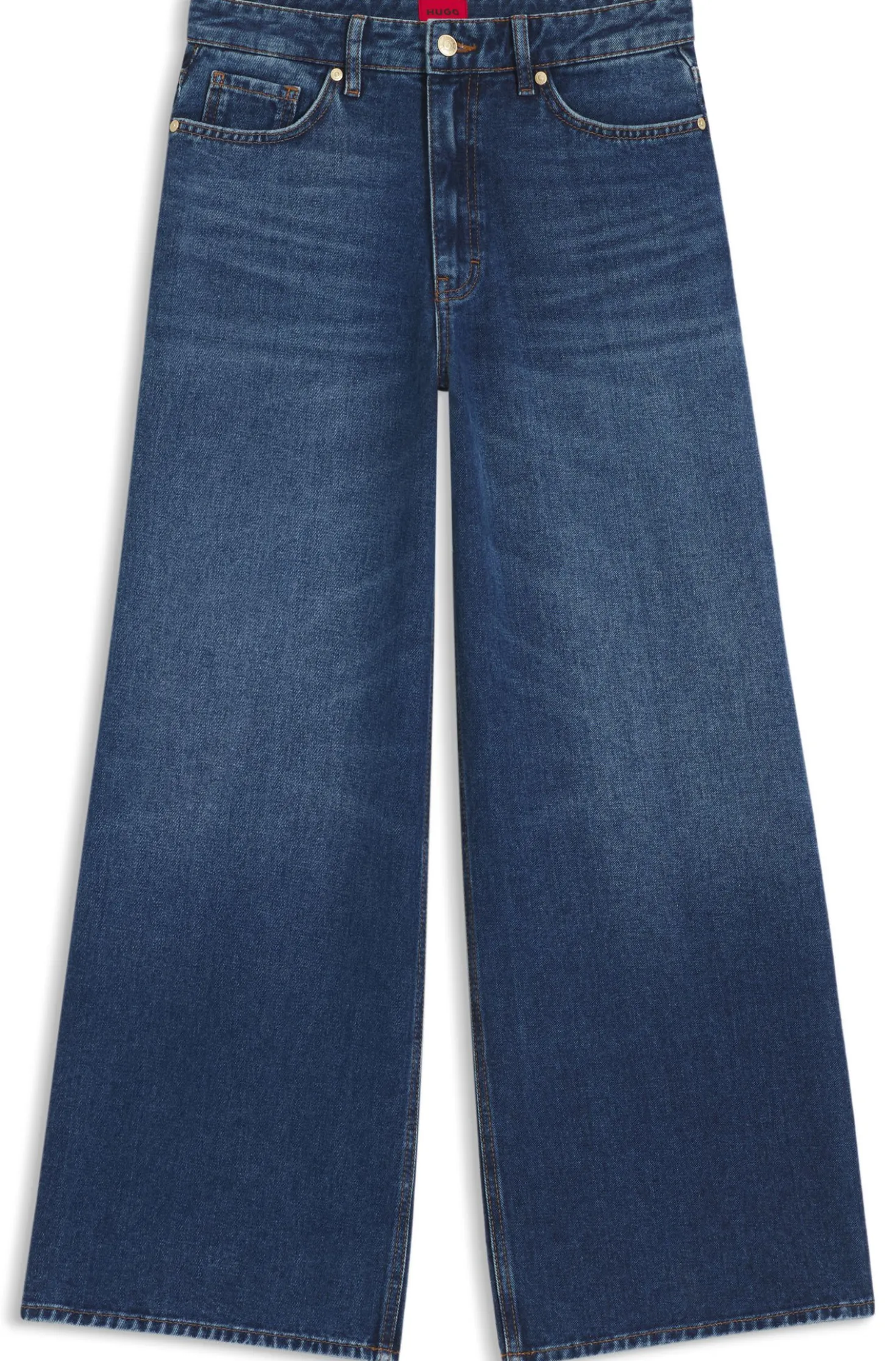 Jeans aus festem blauem Denim mit weitem Beinverlauf