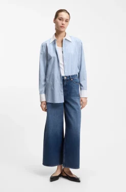 Jeans aus festem blauem Denim mit weitem Beinverlauf