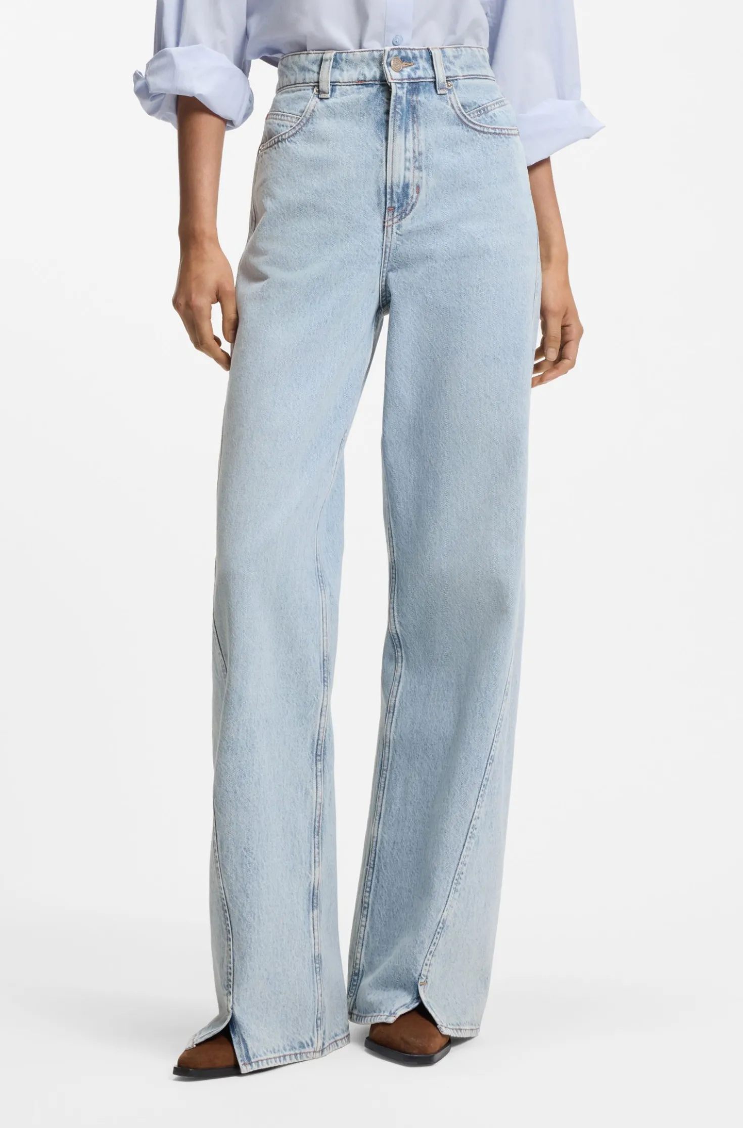 Jeans mit hohem Bund und weitem Beinverlauf
