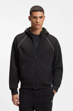 Kapuzenjacke aus Baumwoll-Mix mit Paspeln