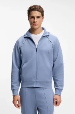 Kapuzenjacke aus Baumwoll-Mix mit Paspeln