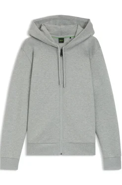 Kapuzenjacke aus Stretch-Baumwolle mit Reißverschluss und Logo-Detail