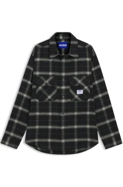 Kariertes Oversized Overshirt aus Baumwoll-Twill