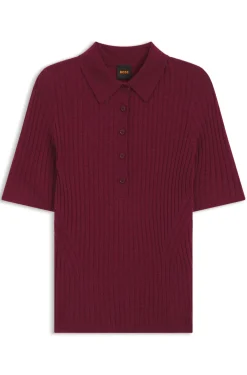 Kurzärmeliger Pullover aus Woll-Mix mit Polokragen