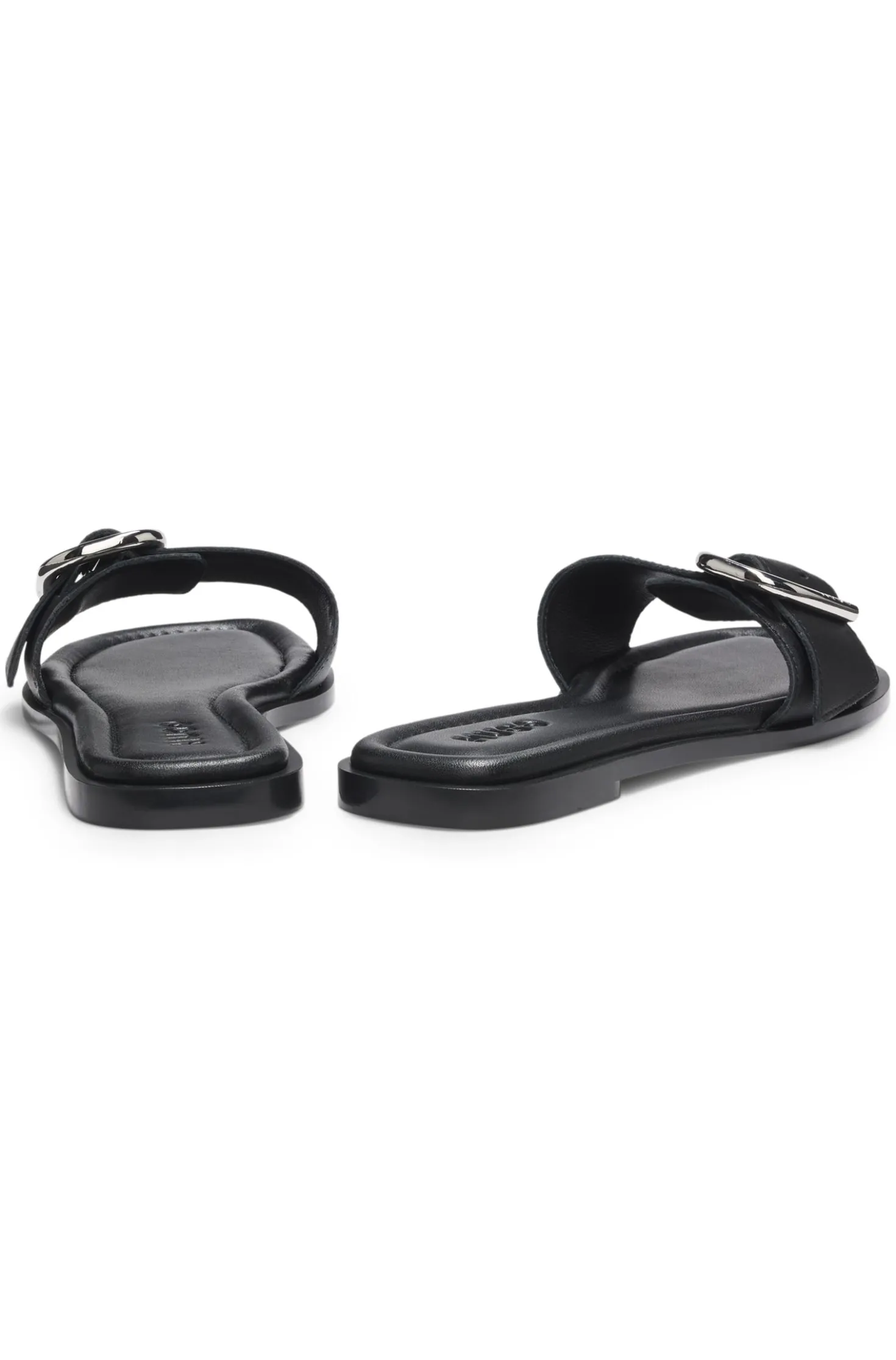 Lederslipper mit Logo-Schließe