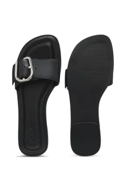 Lederslipper mit Logo-Schließe