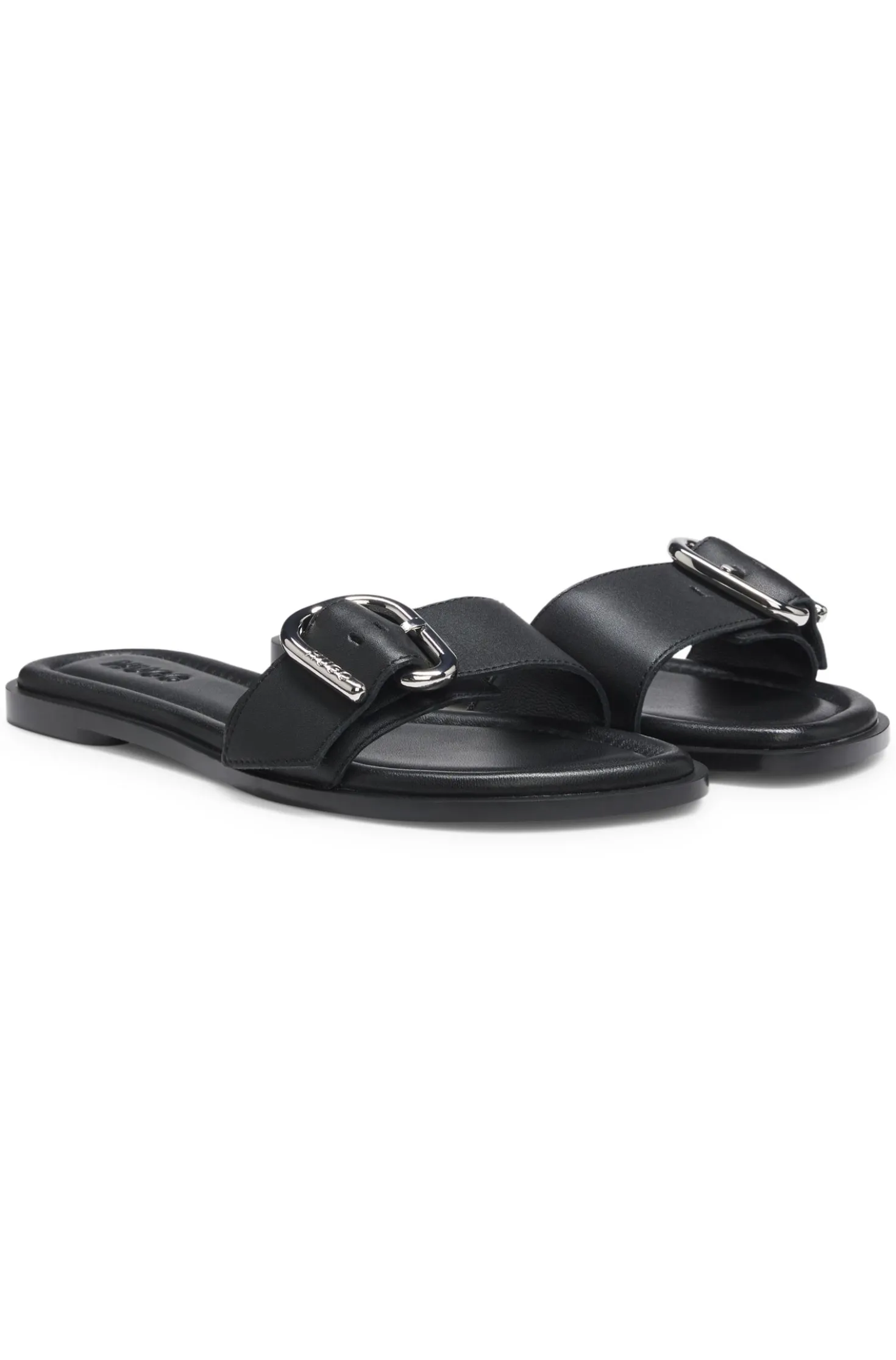 Lederslipper mit Logo-Schließe