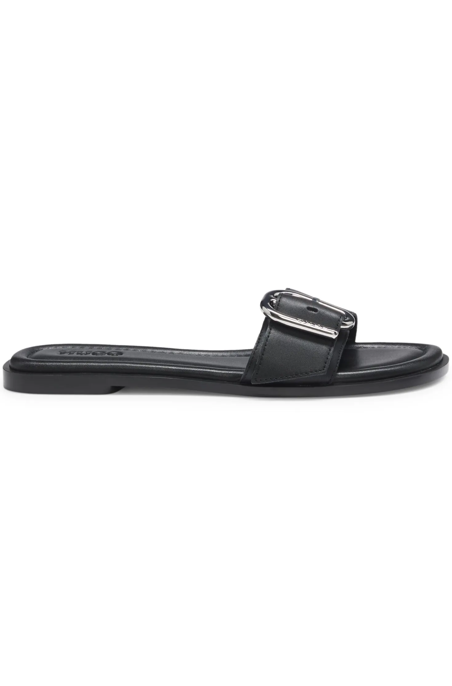 Lederslipper mit Logo-Schließe