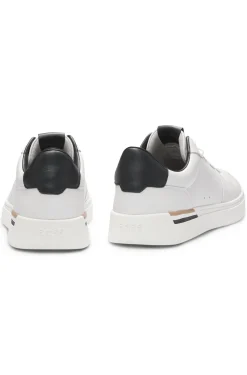 Ledersneakers mit kontrastfarbenen Logos