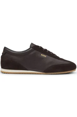 Ledersneakers mit Veloursleder-Details