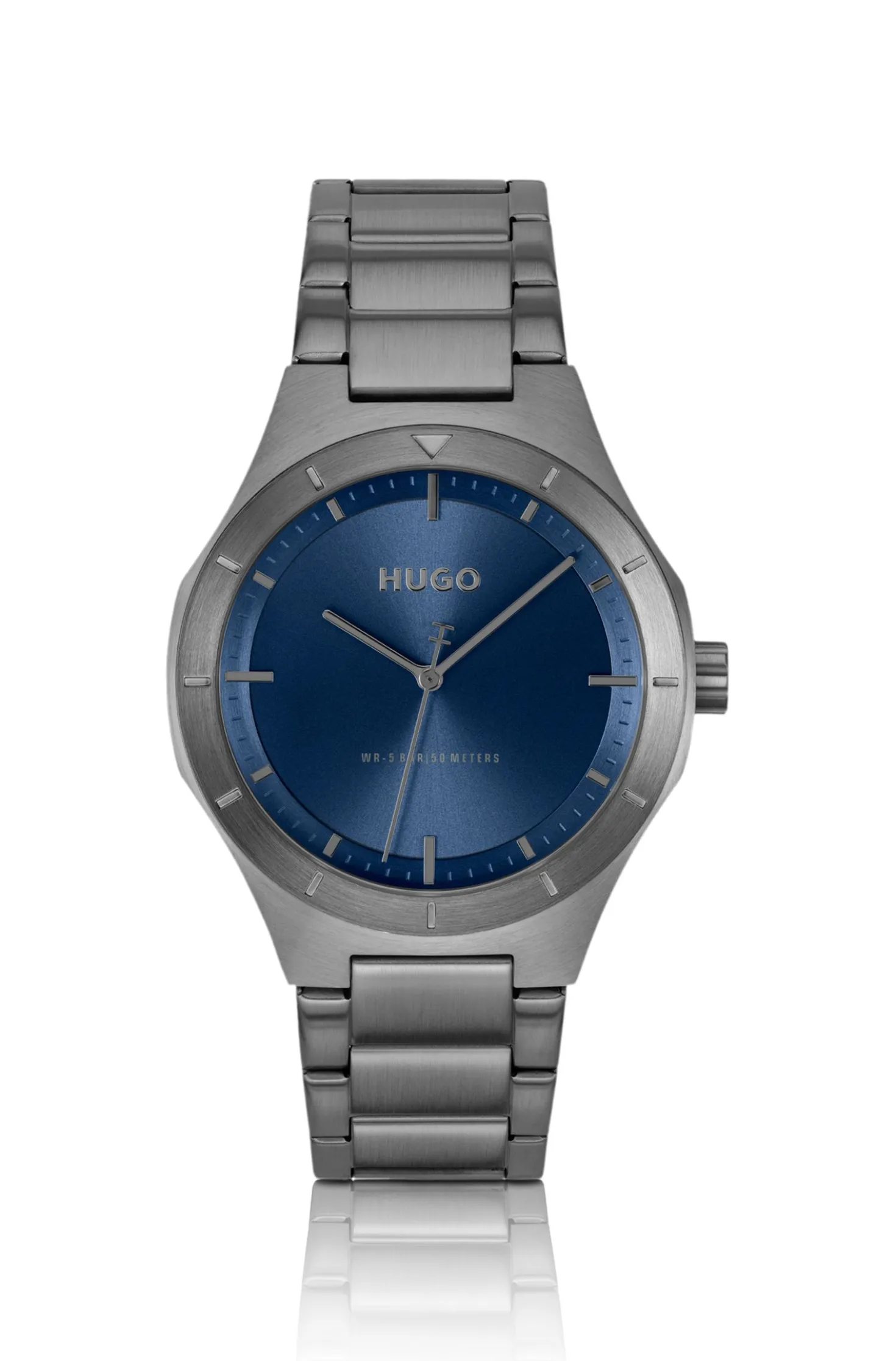 Lit Grau beschichtete Uhr mit blauem Zifferblatt